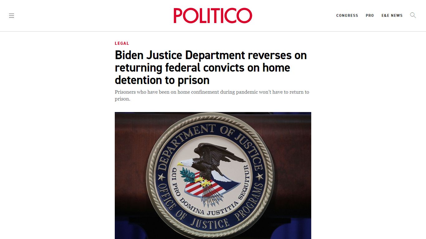 Biden Justice Department reverses on returning federal ... - POLITICO